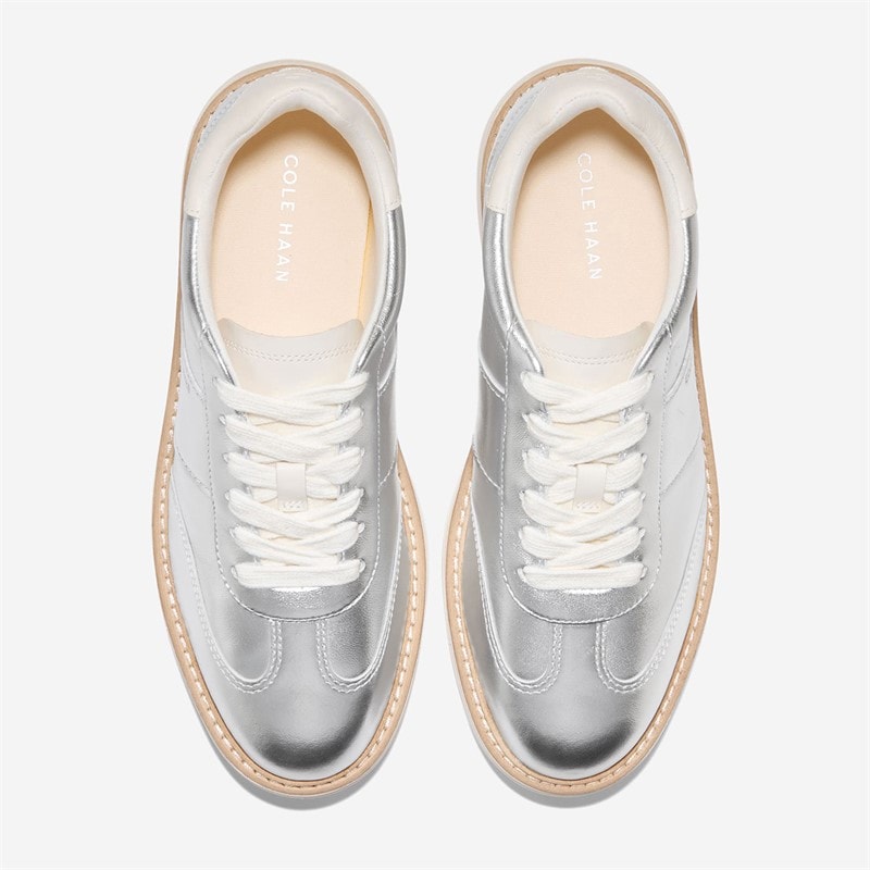 Cole Haan Womens Original Grand Max Platform Trainers Silver Metallic/Ivory - Image 4