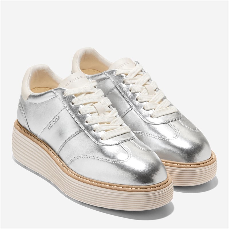 Cole Haan Womens Original Grand Max Platform Trainers Silver Metallic/Ivory - Image 5