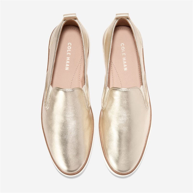 Cole Haan Womens Grand Ambition 2.0 Galena Loafers Soft Gold - Image 4