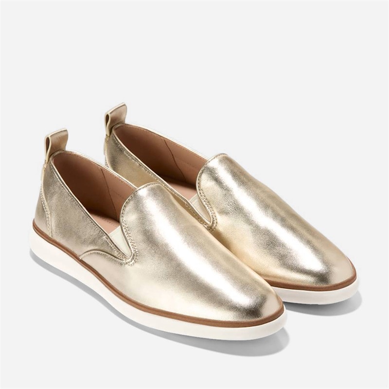 Cole Haan Womens Grand Ambition 2.0 Galena Loafers Soft Gold - Image 5