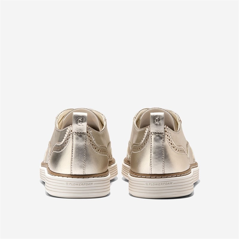 Cole Haan Womens Original Grand Camarin Wingtip Oxford Shoes Gold Metallic - Image 3
