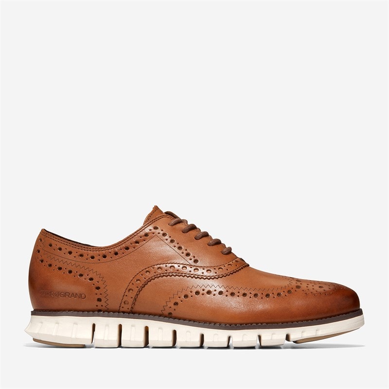 Cole Haan Mens Zero Grand Wingtip Oxford Shoes British Tan - Image 1