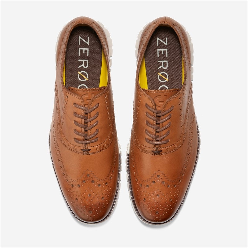 Cole Haan Mens Zero Grand Wingtip Oxford Shoes British Tan - Image 4