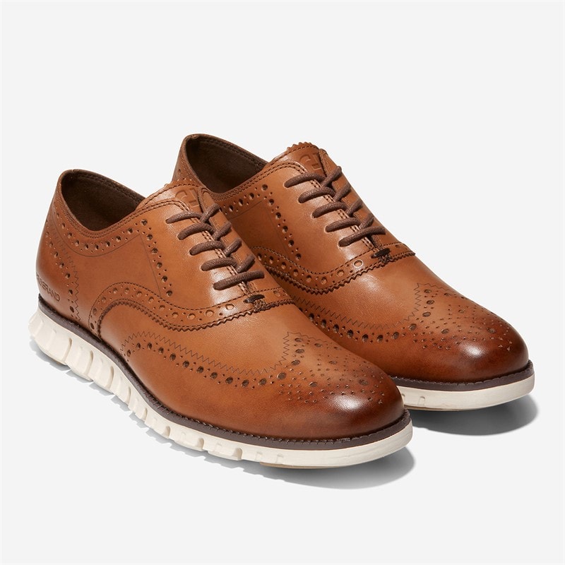 Cole Haan Mens Zero Grand Wingtip Oxford Shoes British Tan - Image 5