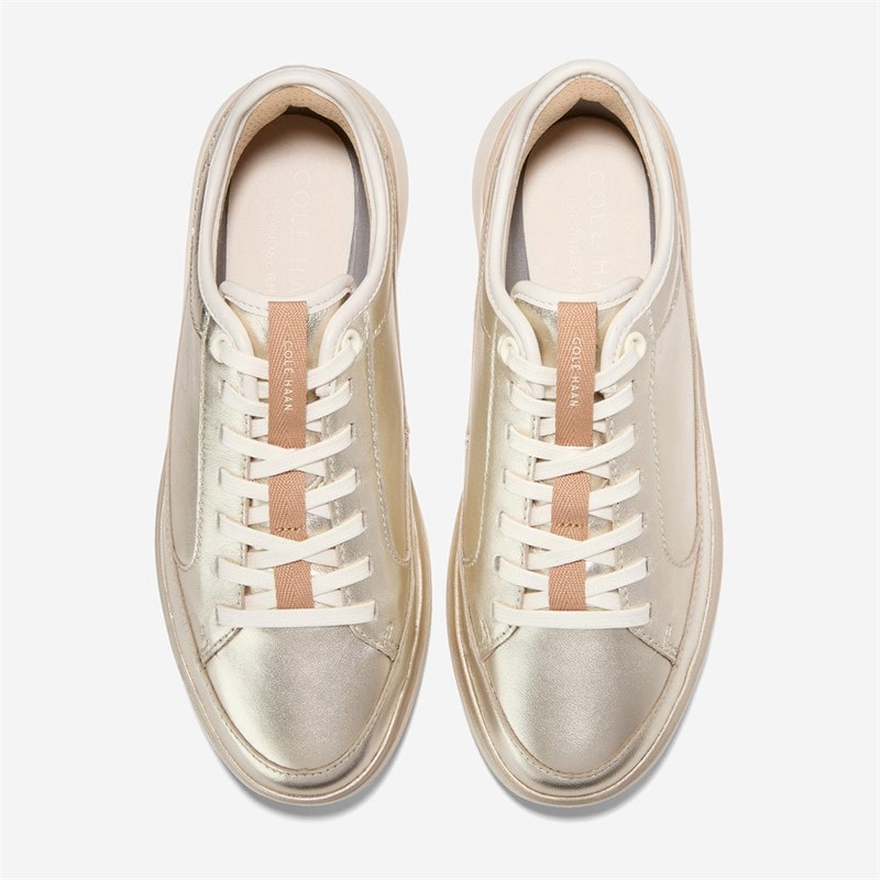 Cole Haan Womens Grandpro All Day Court Leather Trainers Soft Gold/Tuscan Sand/Ivory - Image 4