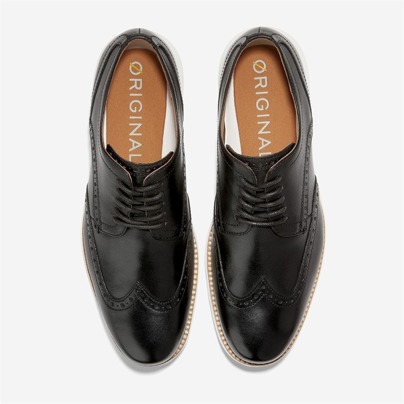 Cole Haan Mens Original Grand Wingtip Oxford Classic Shoes Black/White - Image 4