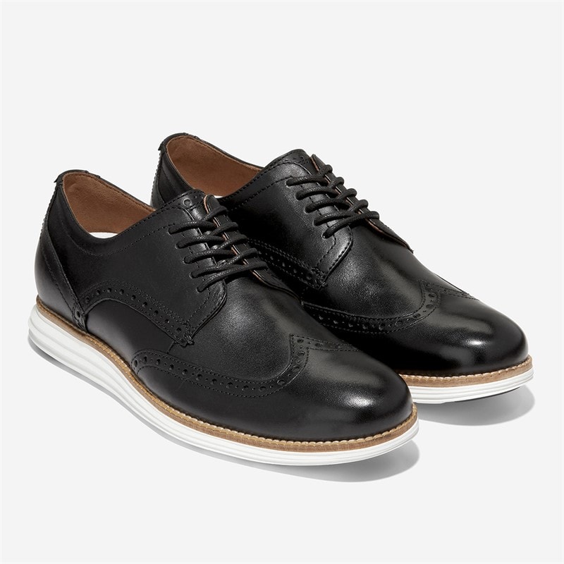 Cole Haan Mens Original Grand Wingtip Oxford Classic Shoes Black/White - Image 5