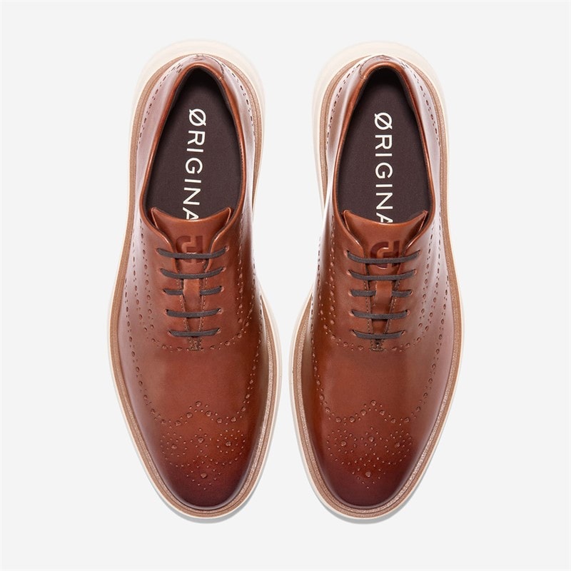 Cole Haan Mens Original Grand Cityspectre Wingtip Oxford Shoes Woodbury/Natural/Ivory - Image 4