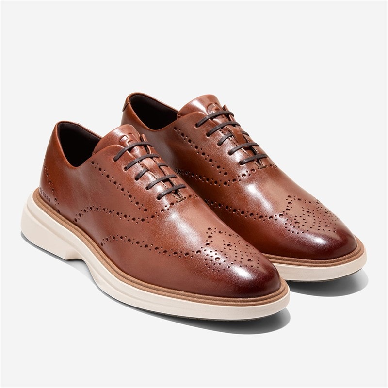 Cole Haan Mens Original Grand Cityspectre Wingtip Oxford Shoes Woodbury/Natural/Ivory - Image 5