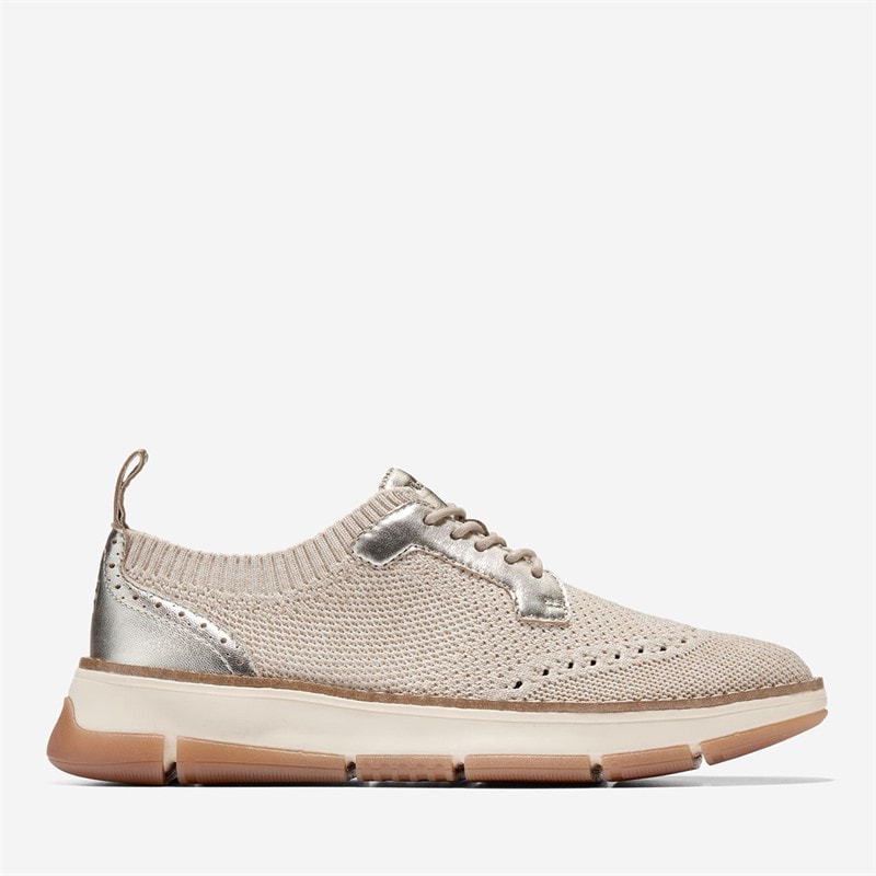 Cole Haan Womens Zerogrand Rella Stitchlite Oxford Shoes Ivory/Gold Metallic - Image 1