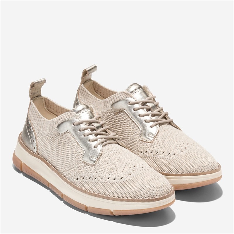 Cole Haan Womens Zerogrand Rella Stitchlite Oxford Shoes Ivory/Gold Metallic - Image 5