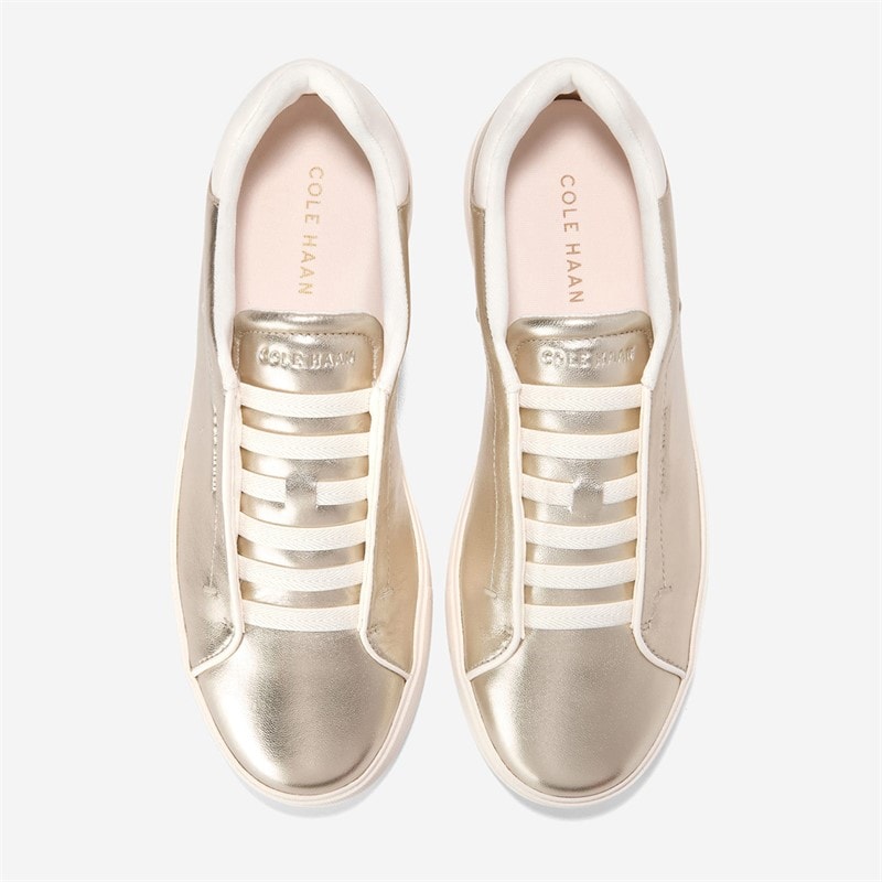 Cole Haan Womens Grandpro Luxe Slip On Trainers Soft Gold Metallic/Ivory - Image 4