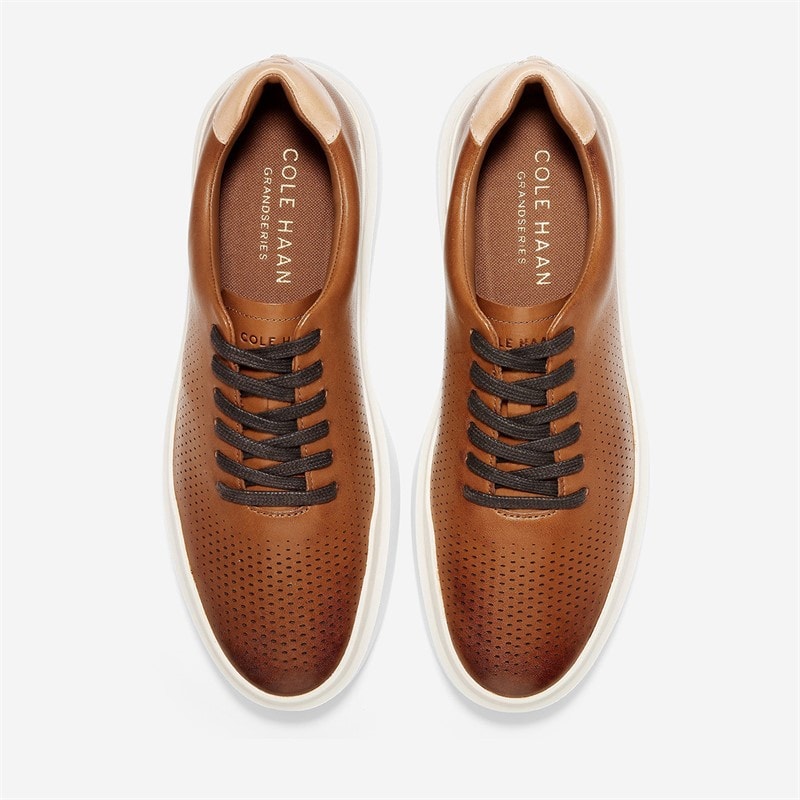 Cole Haan Mens Grandprø Rally Laser Cut Trainers British Tan/Ivory British Tan-Ivory - Image 3