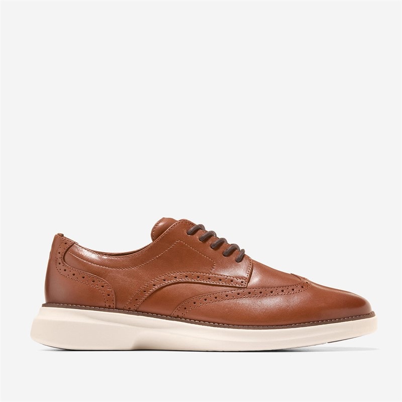 Cole Haan Mens Shadow Lite Wingtip Oxford Shoes British Tan/Ivory British Tan-Ivory