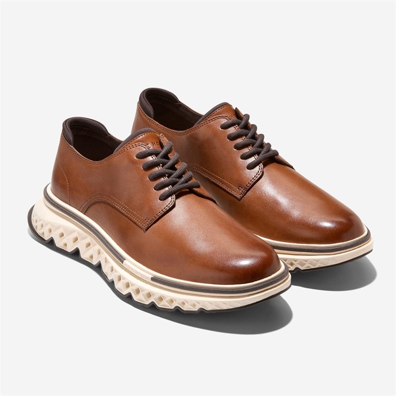 Cole Haan Mens 5.Zerøgrand Plain Toe Oxford Shoes British Tan/Angora/Ivory British Tan-Angora-Ivory - Image 2