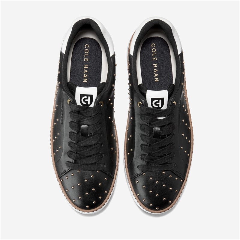Cole Haan Womens Grandprø Topspin Studded Trainers Black/Gold Studs Black-Gold Studs - Image 3