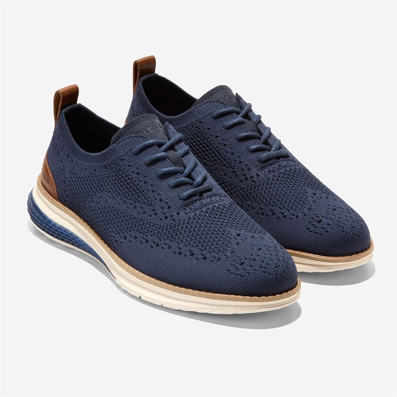 Cole Haan Mens Øriginal Grand Energyweave Stitchlite™ Wingtip Oxford Shoes Navy Blazer/Ivory/Natural Navy Blazer-Ivory-Natural - Image 2