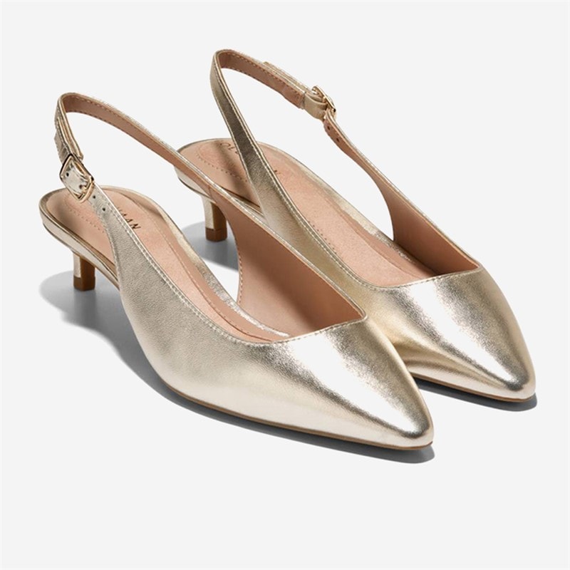 Cole Haan Womens Go To Jocelyn Slingback Shoes Soft Gold Leather - Image 2