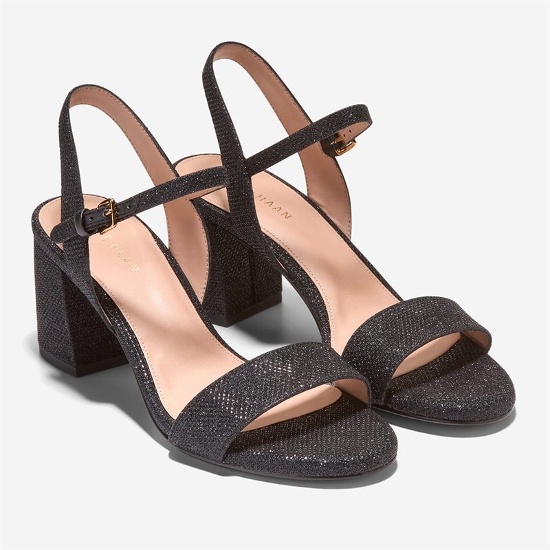 Cole Haan Womens Josie Block Heel Sandals Black Glitter - Image 2