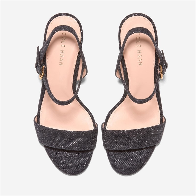 Cole Haan Womens Josie Block Heel Sandals Black Glitter - Image 3