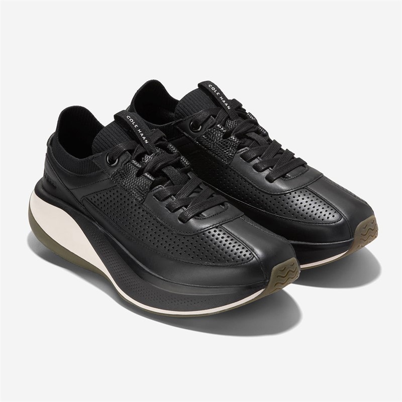 Cole Haan Womens Grandprø All-Day Leather Running Shoes Black/British Tan/Ivory Black-British Tan-Ivory - Image 2