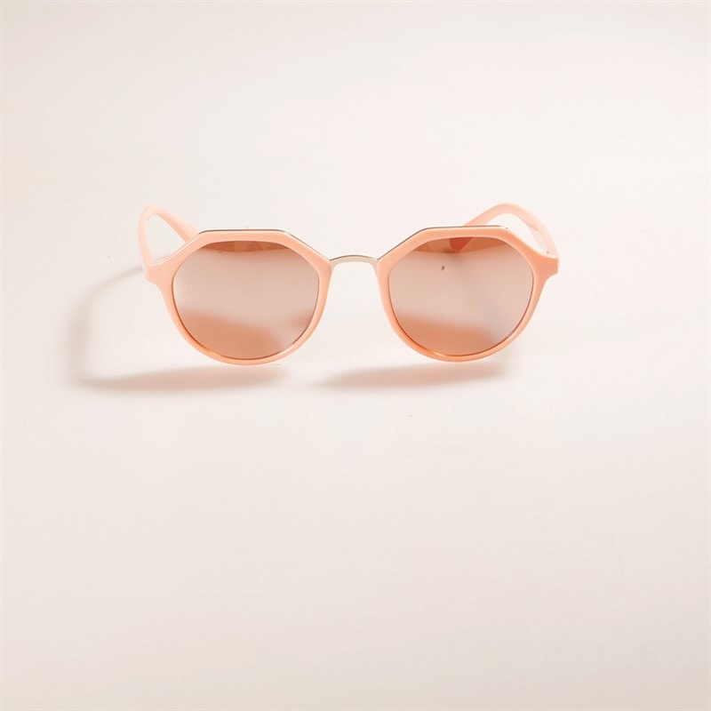 Sunsentials Womens Hexagonal Lens Sunglasses Shiny Solid Coral - Image 2