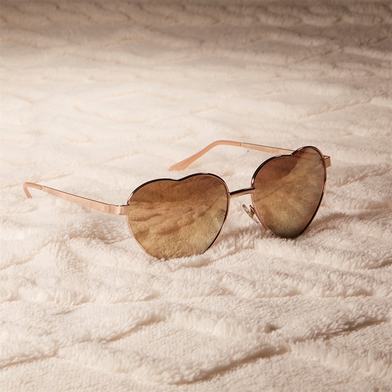Sunsentials Womens Heart Shape Sunglasses Shiny Rose Gold - Image 3