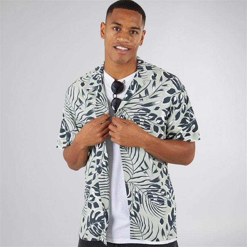 JJ REBEL Mens Bloom Resort Short Sleeve Shirt Desert Sage - Image 1