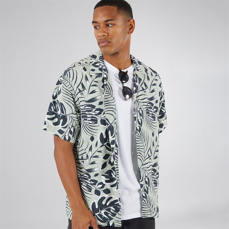 JJ REBEL Mens Bloom Resort Short Sleeve Shirt Desert Sage - Image 3