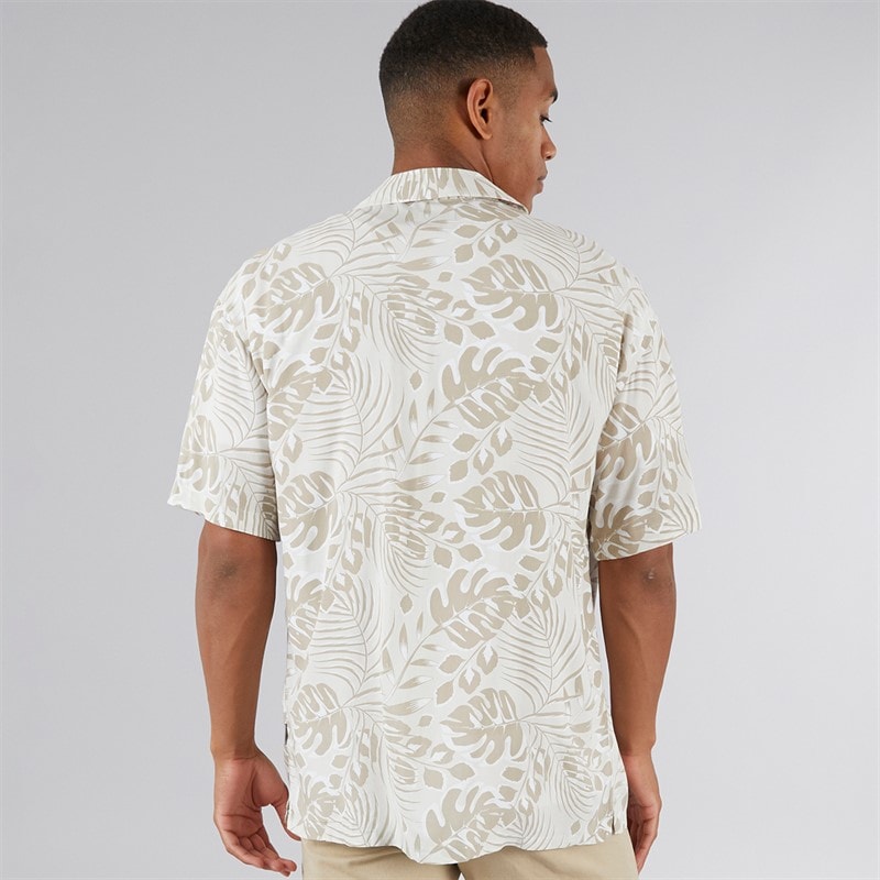 JJ REBEL Mens Bloom Resort Short Sleeve Shirt Moonbeam - Image 2