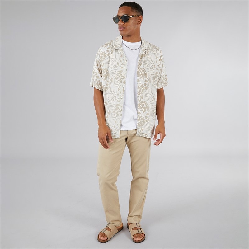 JJ REBEL Mens Bloom Resort Short Sleeve Shirt Moonbeam - Image 4
