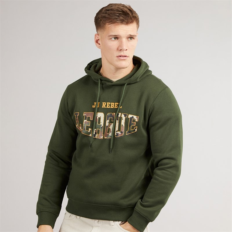 JJ REBEL Mens Hamilton Sweat Hoodie Kombu Green - Image 1