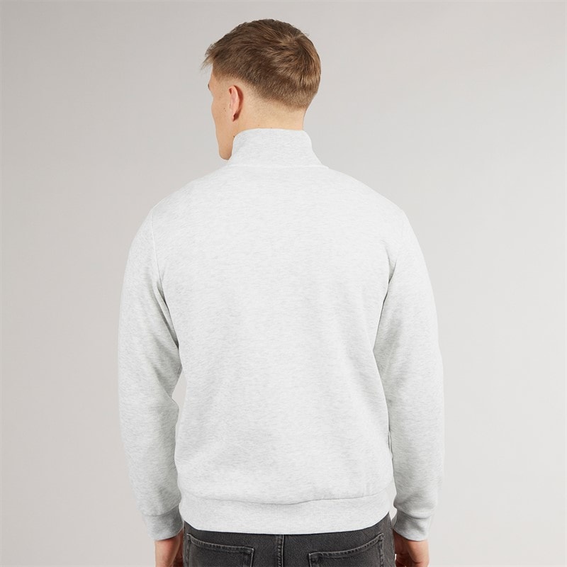 JJ REBEL Mens Billie Half Zip Sweatshirt White Melange - Image 2