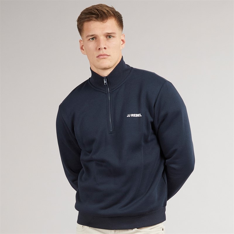 JJ REBEL Mens Billie Half Zip Sweatshirt Sky Captain - Image 3