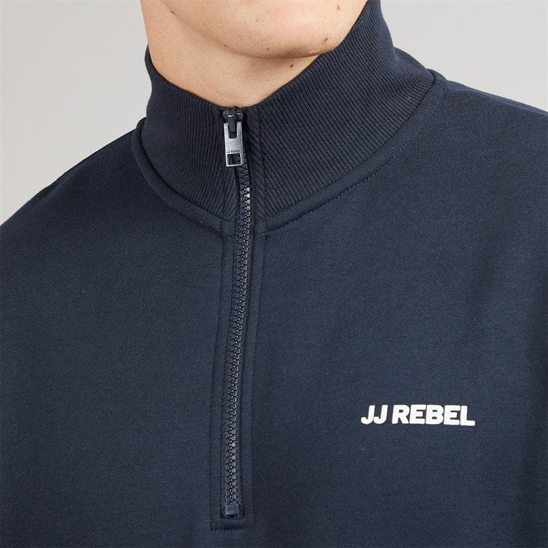 JJ REBEL Mens Billie Half Zip Sweatshirt Sky Captain - Image 5
