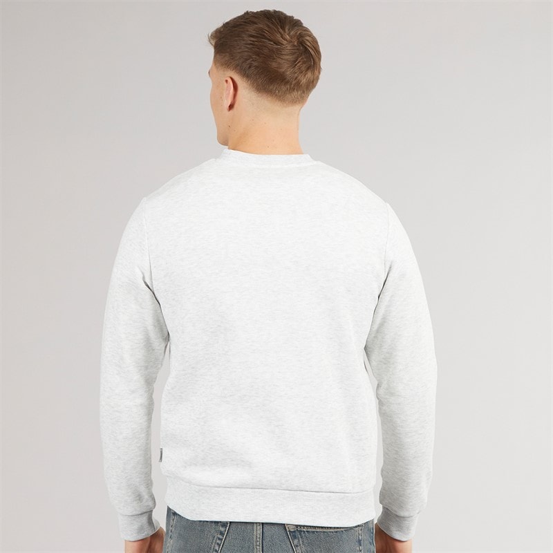 JJ REBEL Mens Base Crew Neck Sweatshirt White Melange - Image 2