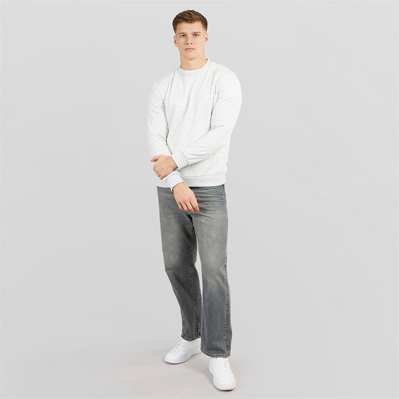 JJ REBEL Mens Base Crew Neck Sweatshirt White Melange - Image 3