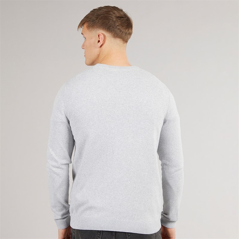 JJ REBEL Mens Callum Crew Neck Jumper Light Grey Melange - Image 2