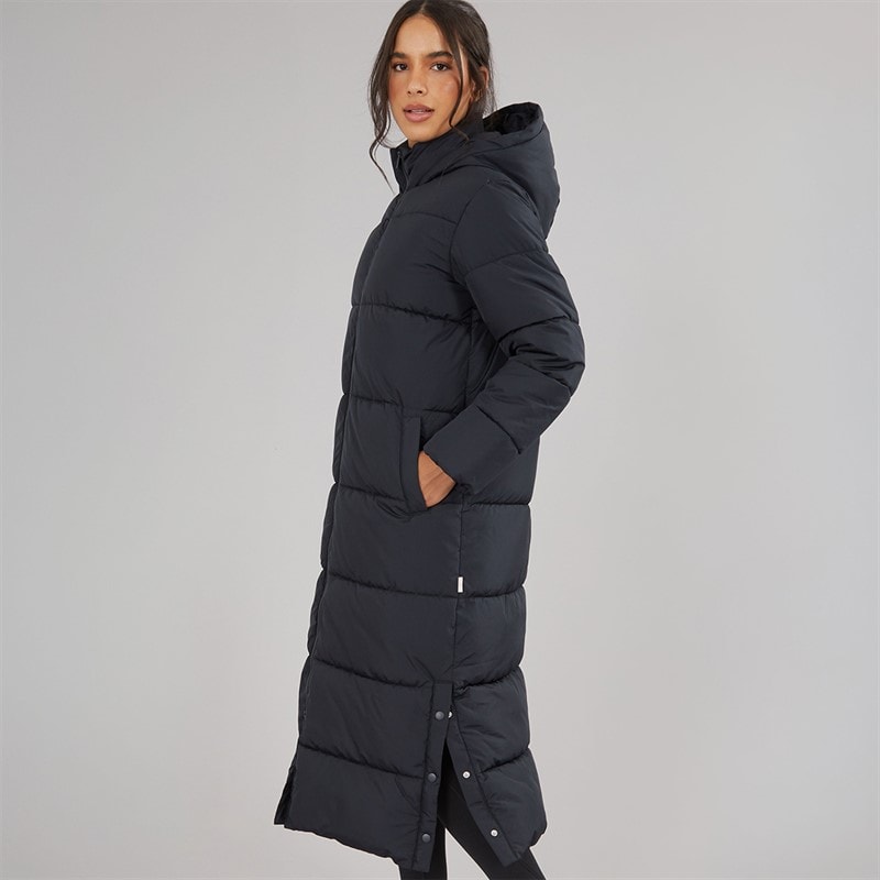 JJ REBEL Womens Alice Long Puffer Coat Black - Image 3