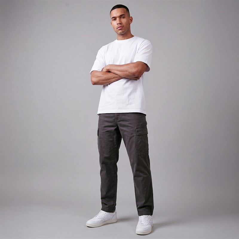 JJ REBEL Mens Carlos Relaxed Cargo Pants Asphalt - Image 3