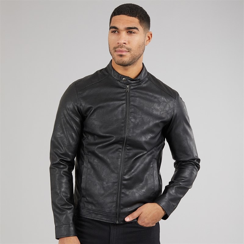 JJ REBEL Mens Kyle PU Jacket Black - Image 3
