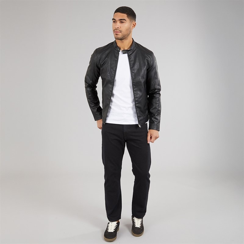 JJ REBEL Mens Kyle PU Jacket Black - Image 4