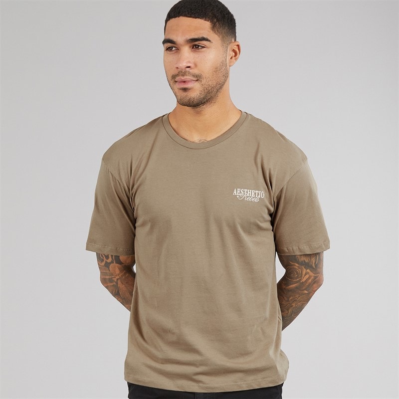 JJ REBEL Mens Rock Crew Neck T-Shirt Roasted Cashew - Image 2