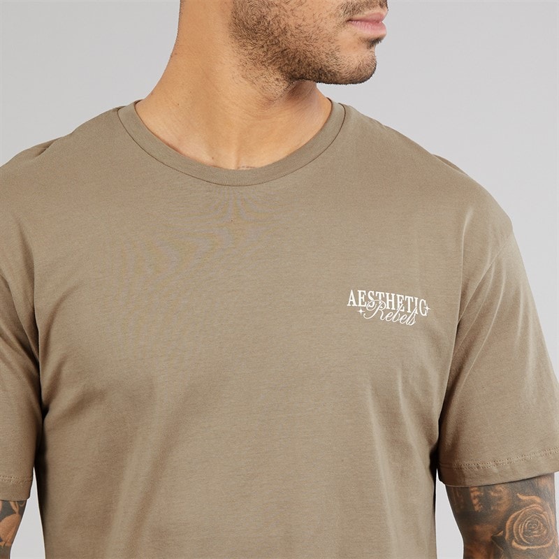 JJ REBEL Mens Rock Crew Neck T-Shirt Roasted Cashew - Image 4