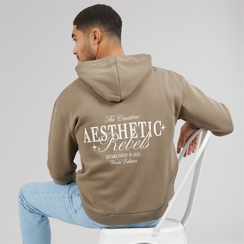 JJ REBEL Mens Rock Hoodie Roasted Cashew