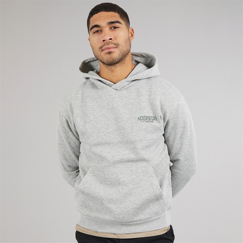 JJ REBEL Mens Rock Hoodie Light Grey Melange - Image 2