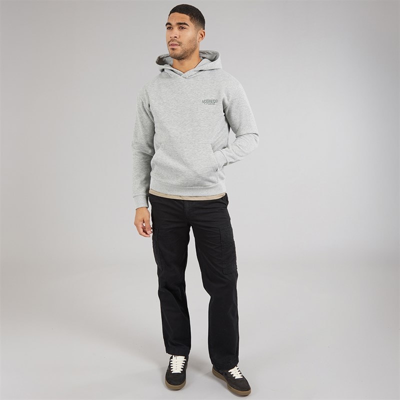 JJ REBEL Mens Rock Hoodie Light Grey Melange - Image 4