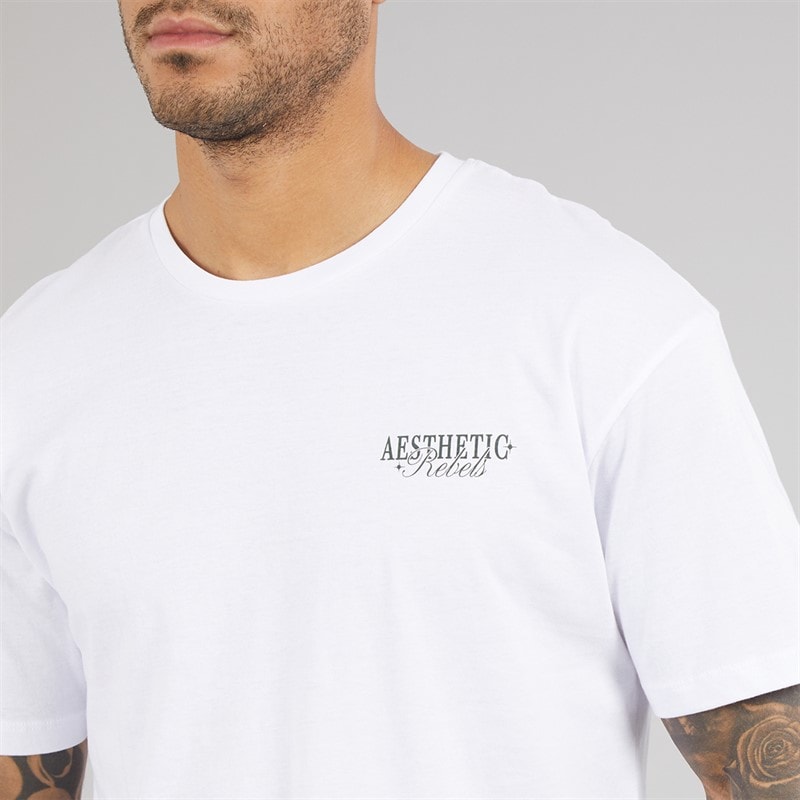 JJ REBEL Mens Rock Crew Neck T-Shirt White - Image 5