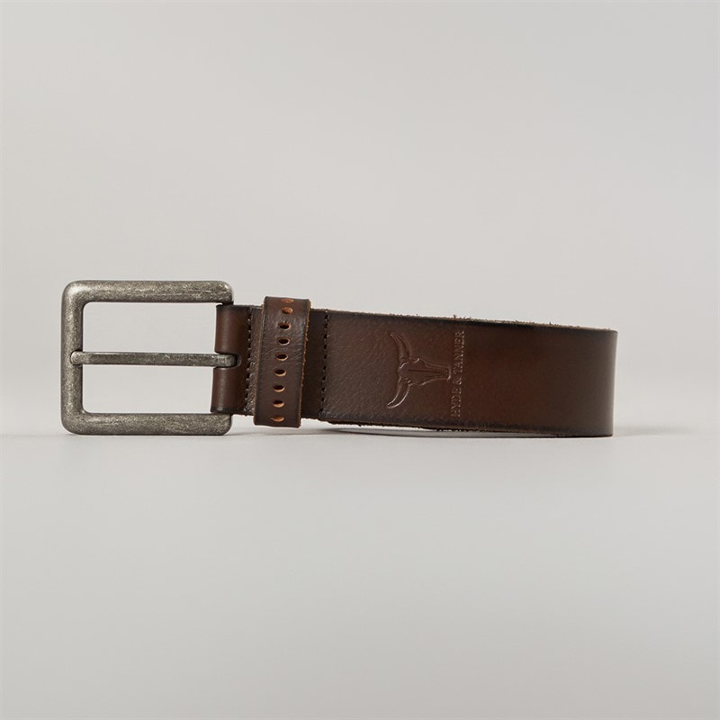 Hyde & Tanner Mens Frontier Punched Keeper Belt olate Choc