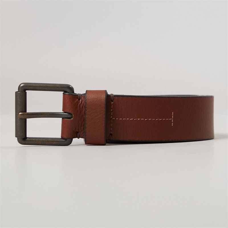 Hyde & Tanner Mens Longhorn Bar Stitch Belt Tan